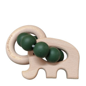 rammelaar / bijtring met olifant donker groen rammelaar / bijtring met olifant donker groen